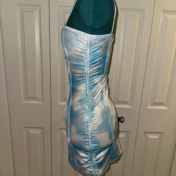 Ruched Drawstring Tie Dye Bodycon Dress - Picture 3 of 8